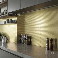 Mosaic Wall Tiles - Brick Gold 30cm x 30cm (Set of 10) | Self Adhesive