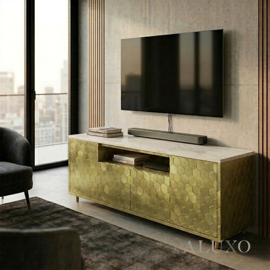 Mosaic Wall Tiles - Hexagon Gold 30cm x 30cm (Set of 10) | Self Adhesive