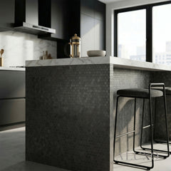 Mosaic Wall Tiles - Mini Hexagon Black 30cm x 30cm (Set of 10) | Self Adhesive