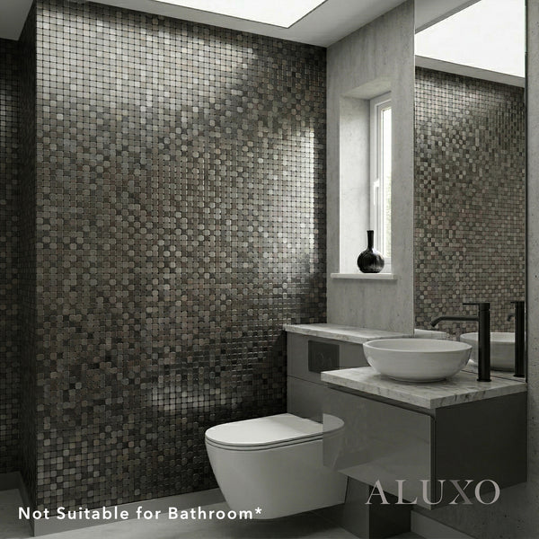 Mosaic Wall Tiles - Square Black 30cm x 30cm (Set of 10) | Self Adhesive