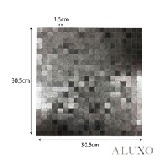 Mosaic Wall Tiles - Square Black 30cm x 30cm (Set of 10) | Self Adhesive