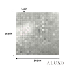 Mosaic Wall Tiles - Square Chrome 30cm x 30cm (Set of 10) | Self Adhesive