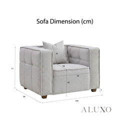 ALUXO® Murray Armchair – Putty Bouclé | Modern Chesterfield Design