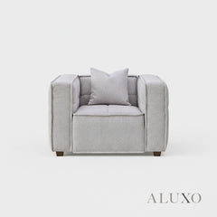 ALUXO® Murray Armchair – Putty Bouclé | Modern Chesterfield Design