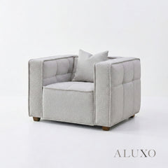 ALUXO® Murray Armchair – Putty Bouclé | Modern Chesterfield Design