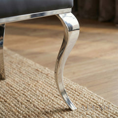 Niklas Black Faux Leather Dining Chair | Cross Stitch Back, High Scroll Top, Chrome Curved Legs