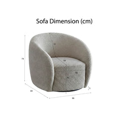 ALUXO® Nolita Swivel Chair – Koala Grey-Brown Teddy Bouclé | 360° Organic Design