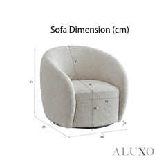 ALUXO® Nolita Swivel Chair – Latte Grey-Milk Teddy Bouclé | 360° Organic Design