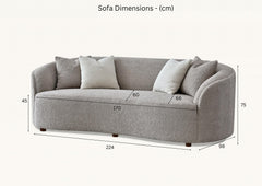 ALUXO® Nolita 3 Seater Bouclé Sofa with Swivel Chair - Latte / Koala