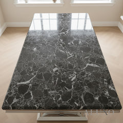 Orvar 180cm Marble Dining Table with Double Ring Chrome  Base – 5 Colours Options