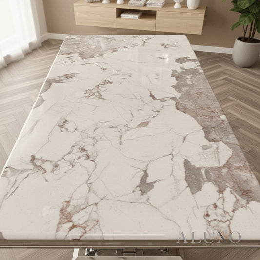 Orvar 180cm Marble Dining Table with Double Ring Chrome  Base – 5 Colours Options
