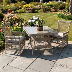 Porto Scandi-Coastal 4-Seater Garden Dining Set | Glass Top Table