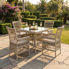 Porto Scandi-Coastal 4-Seater Garden Dining Set | Glass Top Table