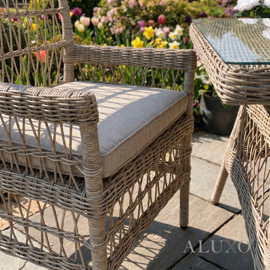 Porto Scandi-Coastal 4-Seater Garden Dining Set | Glass Top Table