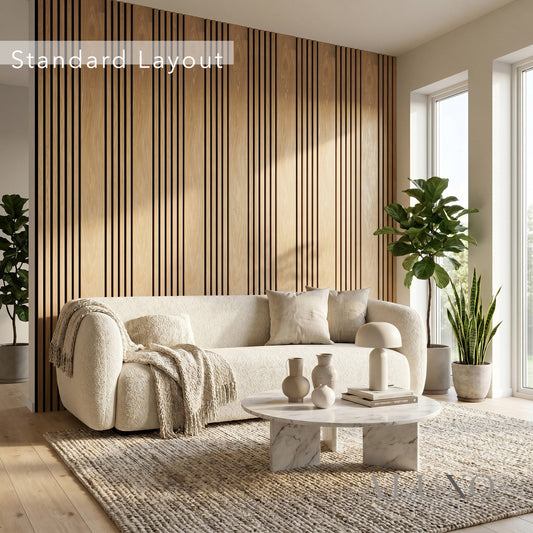Panelux™ Pro Wide Random Rhythmic Slat Oak Wall Panels - 240cm x 30cm (Set Of 2)