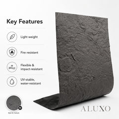 Outdoor Grey Riven MCM Flexible Stone 2.88m² | 120x60cm Weather-Proof Exterior Panel (Set of 4)