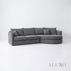 ALUXO® Rubin Right Hand Facing (RHF) Corner Sofa – Charcoal Grey Bouclé