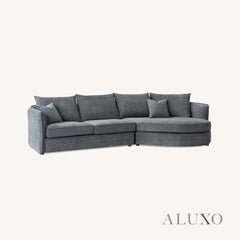 ALUXO® Rubin Right Hand Corner Chaise Sofa in Charcoal Grey Bouclé Fabric