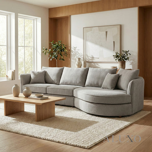 ALUXO® Rubin Right Hand Facing (RHF) Corner Sofa – Pebble Grey Bouclé