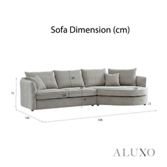 ALUXO® Rubin Right Hand Facing (RHF) Corner Sofa – Pebble Grey Bouclé