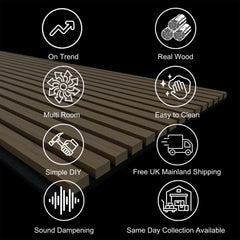 ALUXO® Acoustic Slatted Wall Panels 240 x 60cm - Ash Grey
