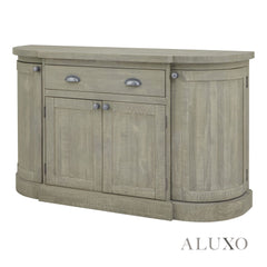 Saltaire 4 Door Sideboard with Drawer – Curved Grey Pine Storage Unit, 153cm