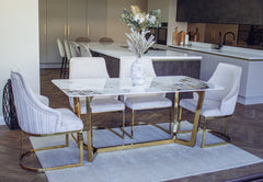 Loki 180cm Gold & Stone Dining Table