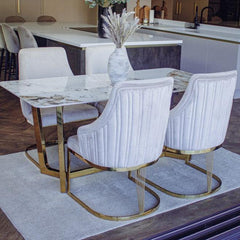 Olivia Velvet Dining Chair with Gold Frame