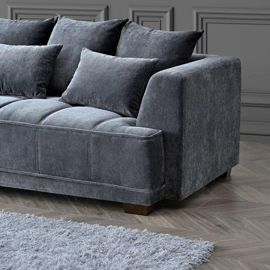 ALUXO® Gramercy 3 & 2 Seater Sofas in Steel Grey Velvet – Modern Luxury
