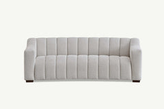 ALUXO® Astoria 3 Seater Sofa in Oatmeal Beige Bouclé Fabric – Deep Channel Stitching