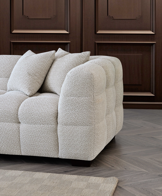 ALUXO® Tribeca Bubble Left Hand Corner Sofa – Oatmeal Beige Bouclé Fabric