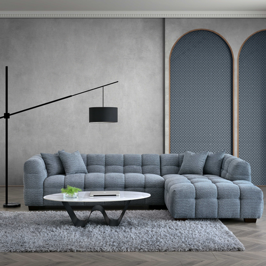 ALUXO® Tribeca Bubble Right Hand Corner Sofa – Iron Grey Bouclé Fabric