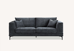 ALUXO® Lenox 3 & 2 Seater Sofa – Steel Grey Velvet | Mid-Century Modern Comfort