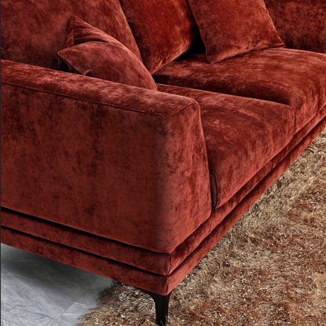 ALUXO® Lenox 3 & 2 Seater Sofa – Rust Velvet | Mid-Century Modern Comfort