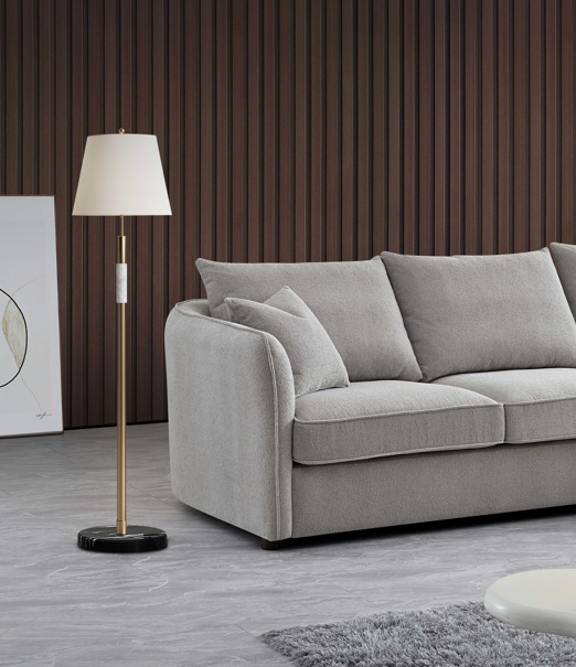 ALUXO® Rubin Right Hand Corner Chaise Sofa in Pebble Bouclé Fabric