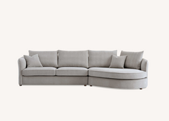 ALUXO® Rubin Right Hand Corner Chaise Sofa in Pebble Bouclé Fabric