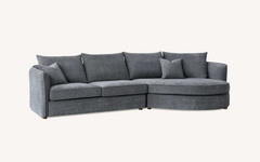 ALUXO® Rubin Right Hand Corner Chaise Sofa in Charcoal Grey Bouclé Fabric