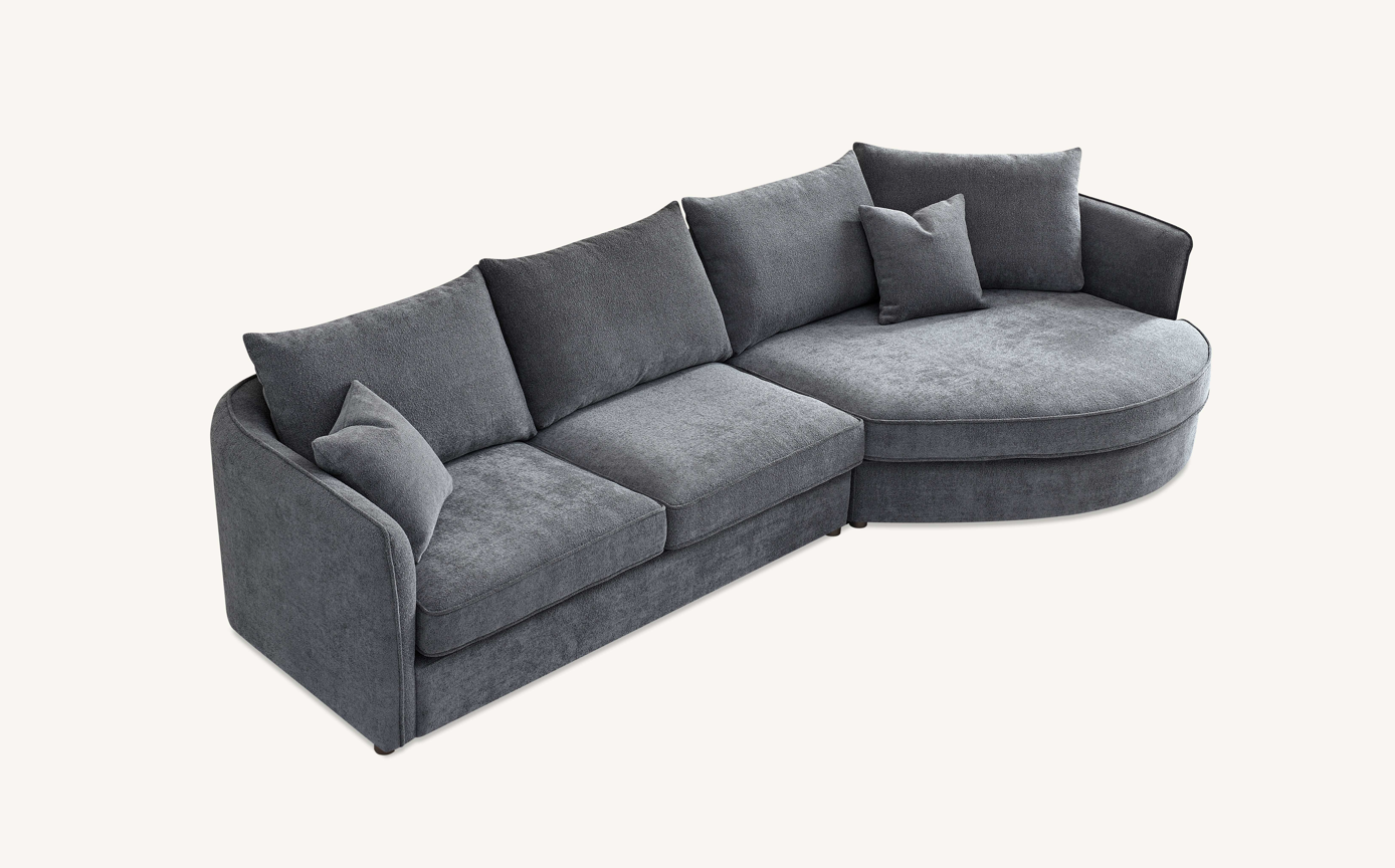 Rubin Corner Chaise in Charcoal Boucle