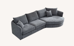 ALUXO® Rubin Right Hand Corner Chaise Sofa in Charcoal Grey Bouclé Fabric