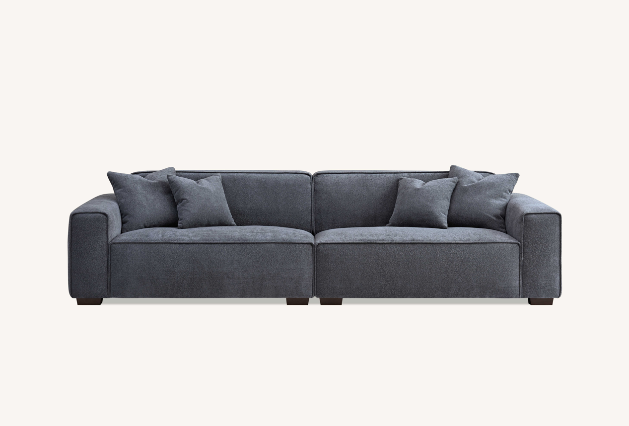 Dakota 4 seater with Chaise in Charcoal Boucle