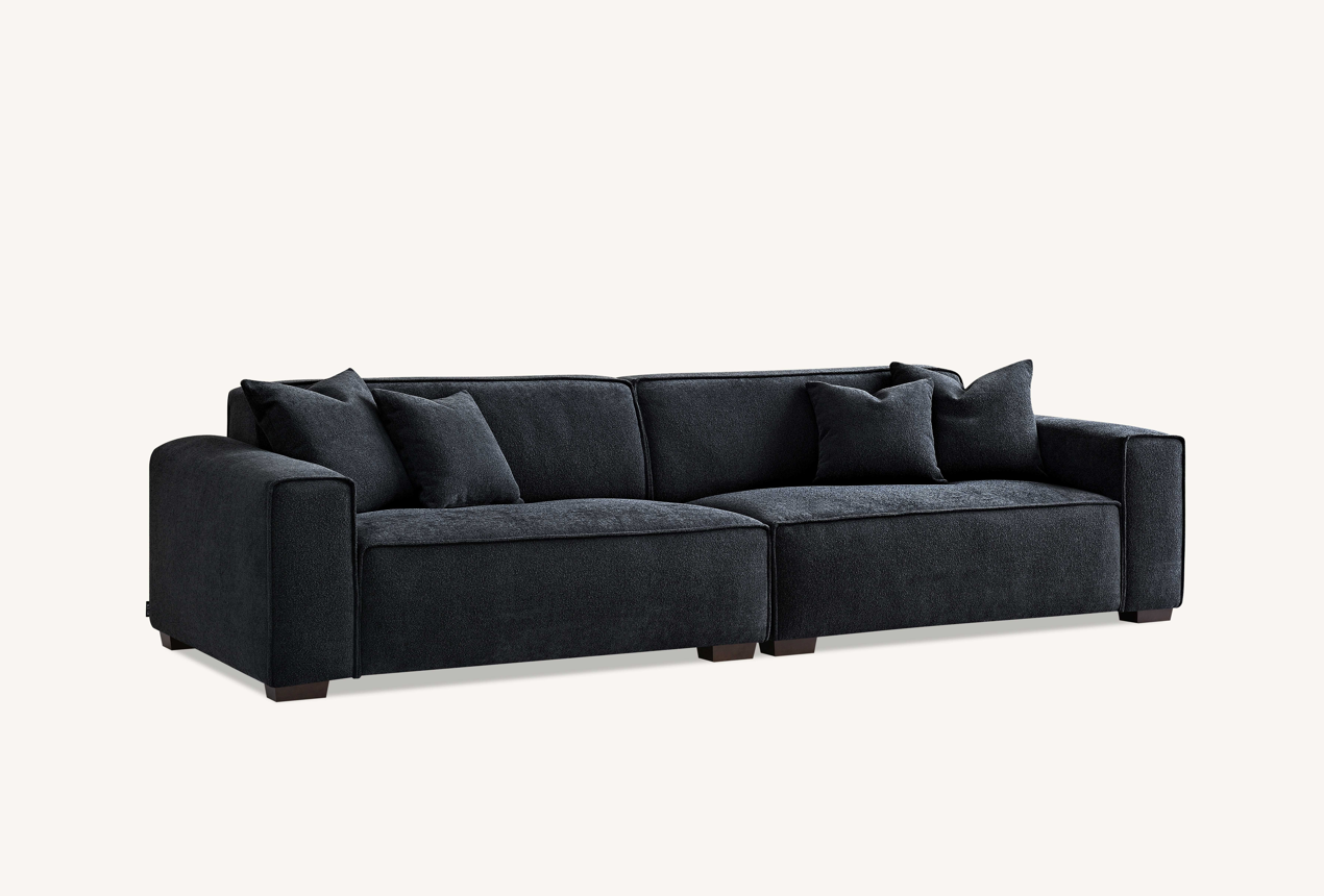 Dakota 4 seater with Chaise in Midnight Boucle