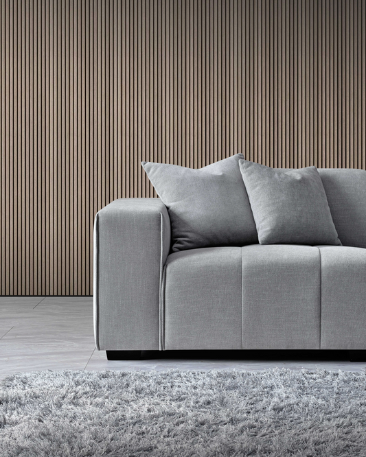 ALUXO® Leonard Right Hand Corner Sofa – Cloudy Grey Bouclé Fabric