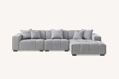 ALUXO® Leonard Right Hand Corner Sofa – Cloudy Grey Bouclé Fabric