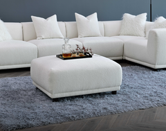 ALUXO® Lottie Modular Corner Sofa with Footstool – Polar White Bouclé