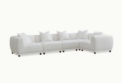 ALUXO® Lottie Modular Corner Sofa with Footstool – Polar White Bouclé