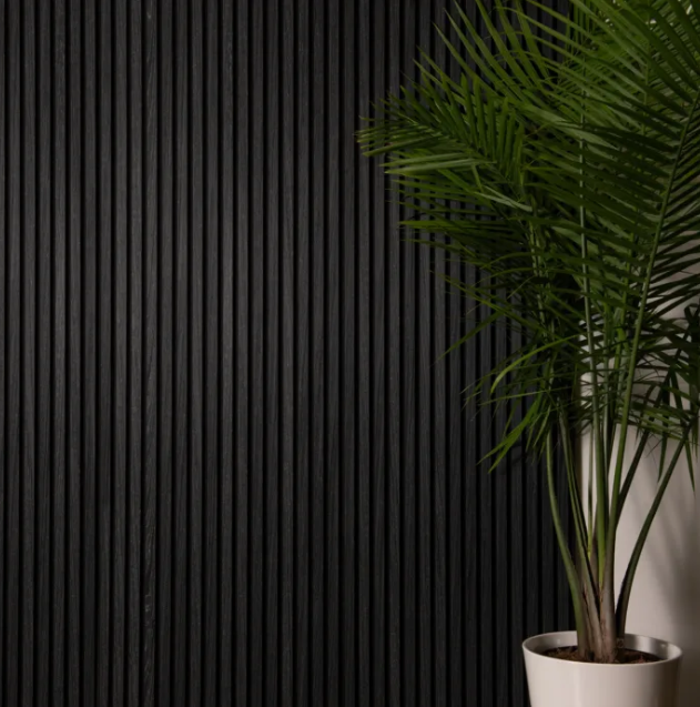 Acoustic Slatted Wall Panels 240 x 60cm - Black