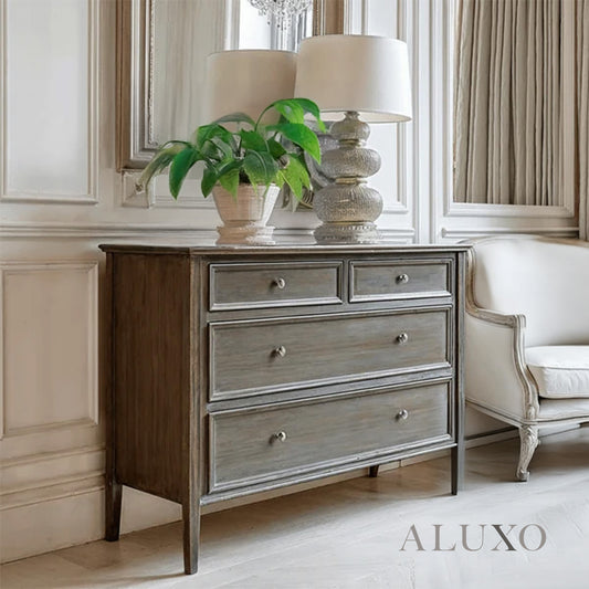 Serene Two Over Two Chest – Grey Wooden Storage Unit with 4 Drawers, 110cm