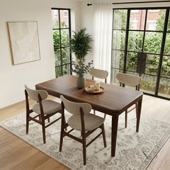 ALUXO® Sherwood 1.5m Walnut Dining Set – Tapered Leg Table with 4/6 Oxford Oatmeal Bouclé Chairs