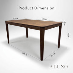 ALUXO® Sherwood 150cm Walnut Dining Table - Rectangular Tapered Base