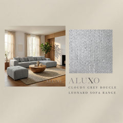 ALUXO® Leonard Fabric Swatch Sample – Cloudy Grey Bouclé